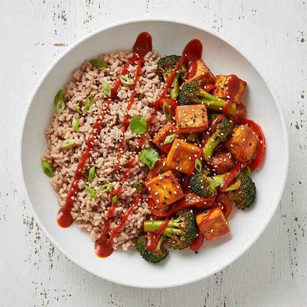 Spicy Korean Tofu & Broccoli Stir-Fry With Brown Rice